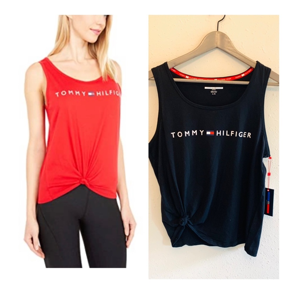 Tommy Hilfiger Sport Knot Women’s Black Tank Top Size Large NWT